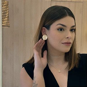Brinco Redondo Orgânico Grande Folheado a Ouro 18K