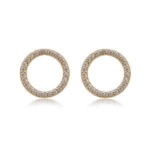 Brinco Redondo Vazado Cravejado Folheado a Ouro 18K