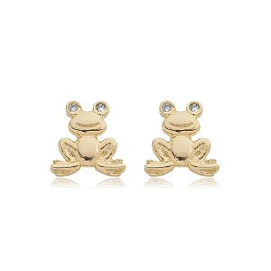 Brinco Sapinho Zirconia Folheado a Ouro 18K