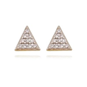 Brinco Triangulo Cravejado Folheado a Ouro 18K
