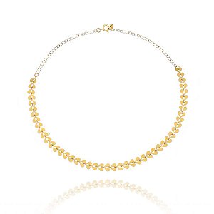 Choker Coração Recorte Folheado a Ouro 18K