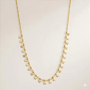 Choker Estrelinhas Penduradas Folheado a Ouro 18K