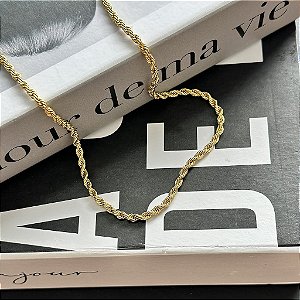 Colar 40Cm Cordão Baiano 2,4Mm Folheado a Ouro 18K