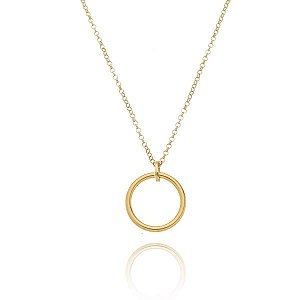 Colar Alianca Elo Portugues Folheado a Ouro 18K