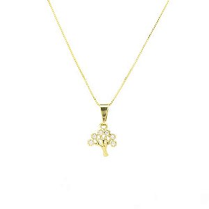 Colar Árvore Zircônias Folheado a Ouro 18K