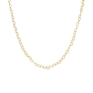 Colar Choker Elos Corações Vazados Folheado a Ouro 18K
