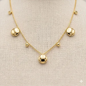 Colar Choker Meia Bola Folheado a Ouro 18K
