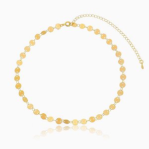 Colar Choker Moedas Folheado a Ouro 18K