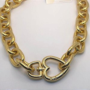 Colar Choker Pingente Coração Folheado a Ouro 18K