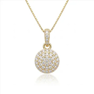 Colar Chuveiro Cristal Médio Folheado a Ouro 18K