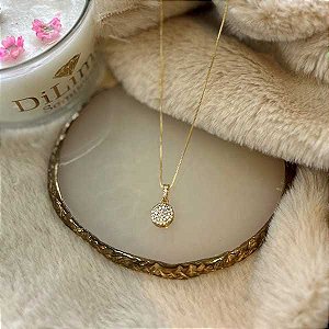 Colar Chuveiro Cristal Médio Folheado a Ouro 18K