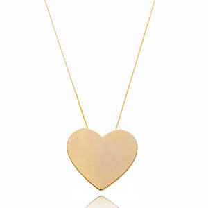 Colar Coração Chapa Folheado a Ouro 18K