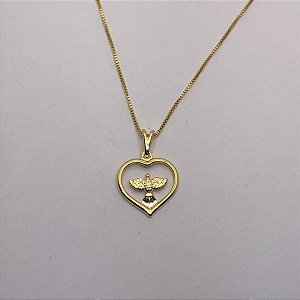 Colar Coração Espírito Sando Vazado Folheado a Ouro 18K
