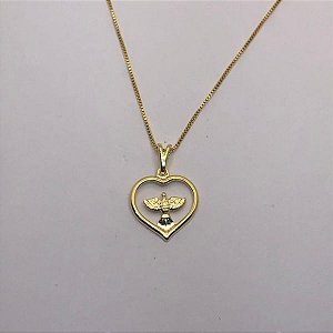Colar Coração Espírito Sando Vazado Folheado a Ouro 18K