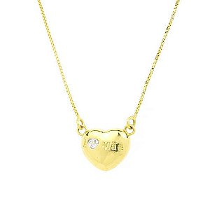 Colar Coração I Love Mae Folheado a Ouro 18K