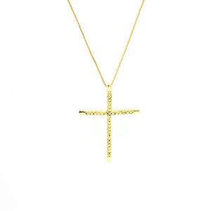 Colar Cruz Granitada Folheado a Ouro 18K