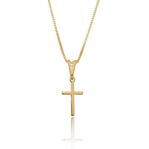 Colar Cruz Lisa Folheado a Ouro 18K