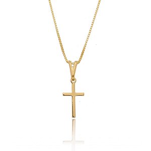 Colar Cruz Lisa Folheado a Ouro 18K