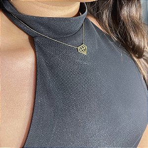 Colar Diamante Liso Folheado a Ouro 18K