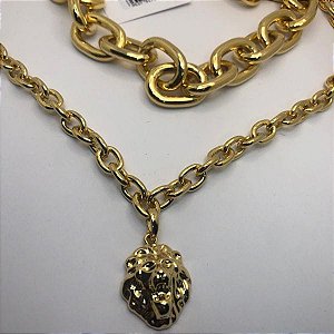 Colar Duplo Grande Pingentes Variados Folheado a Ouro 18K