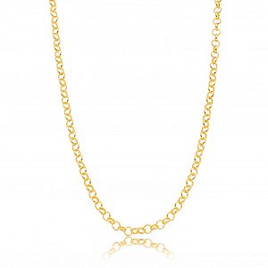 Colar Elo Português 4Mm 50Cm Folheado a Ouro 18K