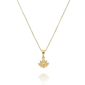 Colar Flor De Lotus Folheado a Ouro 18K