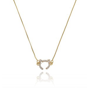 Colar Gato Cravejado Vazado Folheado a Ouro 18K