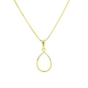 Colar Gota Color Leitosa Folheado a Ouro 18K