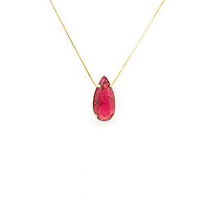 Colar Gota Fusion Vermelho Folheado a Ouro 18K