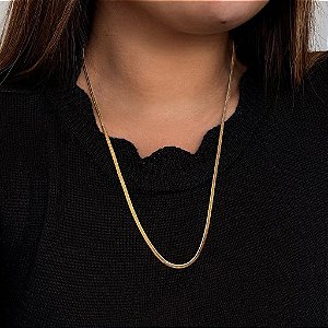 Colar Heringbone 60Cm Folheado a Ouro 18K