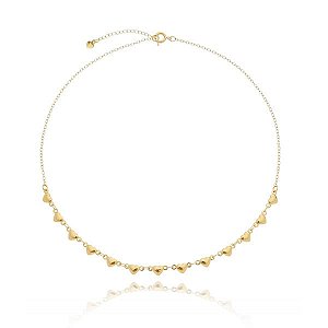 Colar Infantil Coração Abaulado Liso Folheado a Ouro 18K