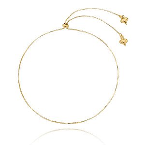 Colar Infantil Veneziano Regulável Pingentes Corações Folheado a Ouro 18K
