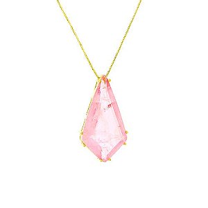 Colar Losango Fusion Rosa Folheado a Ouro 18K