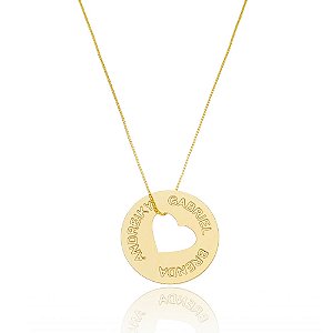 Colar Mandala Coração Folheado a Ouro 18K