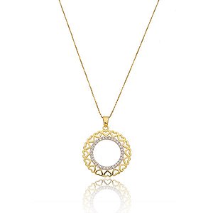 Colar Mandala Corações Folheado a Ouro 18K