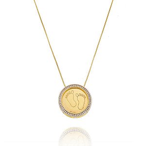 Colar Mandala Pés Folheado a Ouro 18K