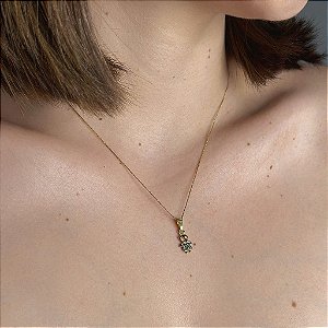 Colar Menino Cravejado Azul Folheado a Ouro 18K