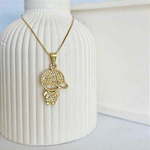 Colar Menino Zirconias Folheado a Ouro 18K