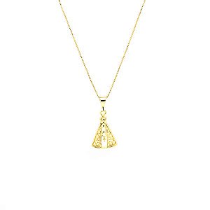Colar Nossa Senhora Aparecida Vazado Folheado a Ouro 18K