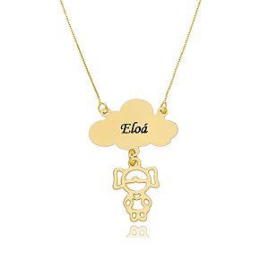 Colar Nuvem Com Pingente Folheado a Ouro 18K
