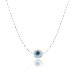 Colar Nylon Olho Grego Resina Folheado a Ouro 18K