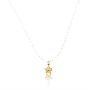 Colar Nylon Pingente Estrela Lisa Folheado a Ouro 18K