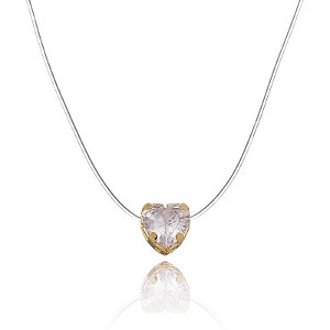Colar Nylon Ponto De Luz Coração M Folheado a Ouro 18K