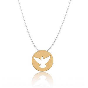 Colar Nylon Redondo Espírito Santo Folheado a Ouro 18K