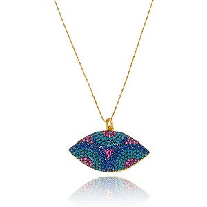 Colar Olho Rainbow Folheado a Ouro 18K