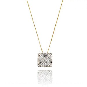 Colar Quadrado Pavê Folheado a Ouro 18K