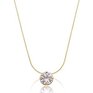 Colar Rabo De Rato Pingente Ponto De Luz Folheado a Ouro 18K