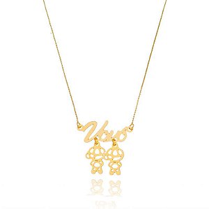 Colar Vovó Com 2 Pingentes Neto Folheado a Ouro 18K