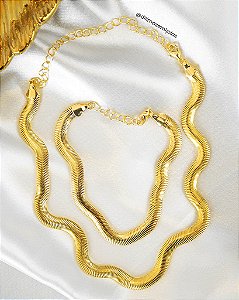 Conjunto Snake Folheado a Ouro 18K
