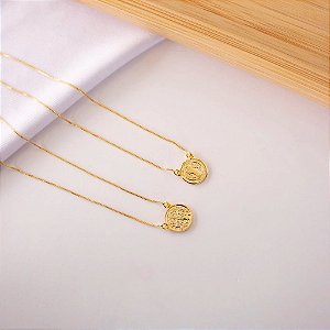 Colar Escapulário Veneziano São Bento Folheado a Ouro 18K